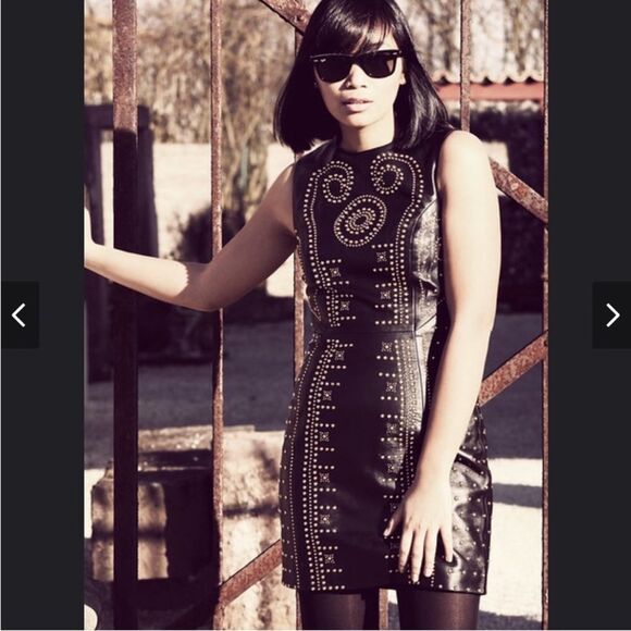 Versace x H&M Leather Studded Sleeveless Mini Dress Size 2 - Picture 3 of 9